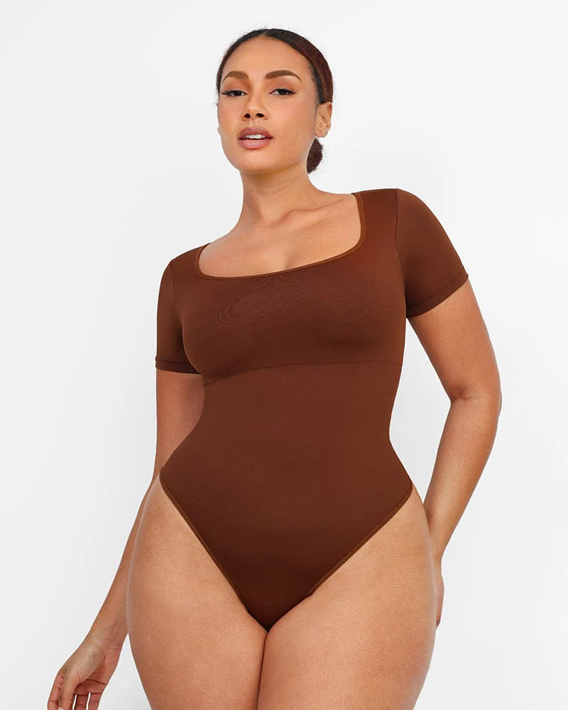 Shapewear Slimming and Comfortable Bodysuit with Round Neck and Thong