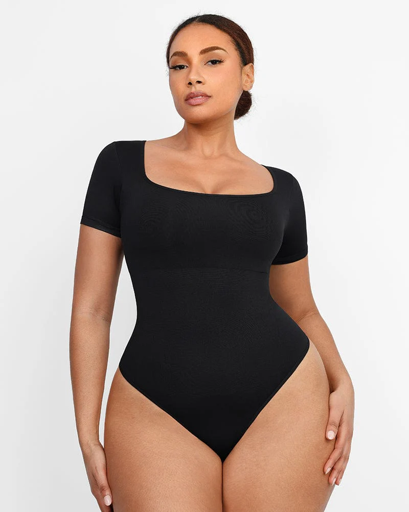 Shapewear Slimming and Comfortable Bodysuit with Round Neck and Thong