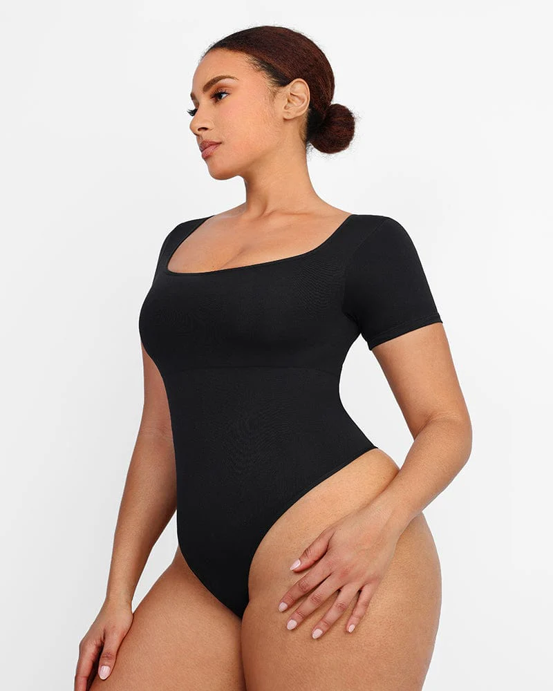 Shapewear Slimming and Comfortable Bodysuit with Round Neck and Thong