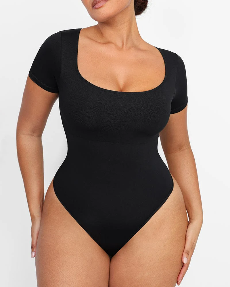 Shapewear Slimming and Comfortable Bodysuit with Round Neck and Thong