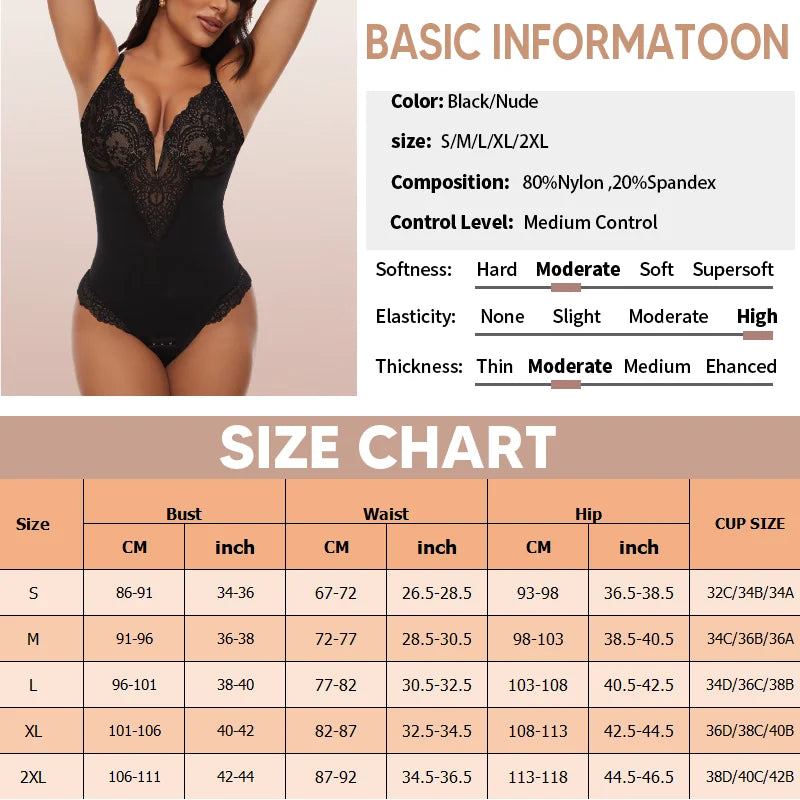 Elegant Comfortable Shaping Laced Bodysuit